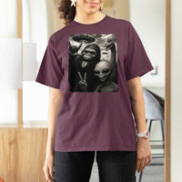 Bigfoot Alien Loch Ness Monster T Shirt For Women Funny Cryptid UFO Selfie Sasquatch Rock On - Wonder Print Shop