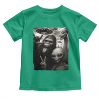 Bigfoot Alien Loch Ness Monster Toddler T Shirt Funny Cryptid UFO Selfie Sasquatch Rock On - Wonder Print Shop