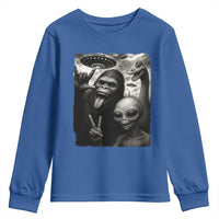 Bigfoot Alien Loch Ness Monster Youth Sweatshirt Funny Cryptid UFO Selfie Sasquatch Rock On - Wonder Print Shop