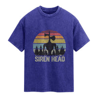 Siren Head Washed Cotton T-Shirt Retro American Cryptid