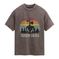 Siren Head Washed Cotton T-Shirt Retro American Cryptid