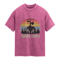 Siren Head Washed Cotton T-Shirt Retro American Cryptid