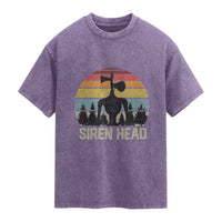 Siren Head Washed Cotton T-Shirt Retro American Cryptid