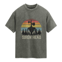 Siren Head Washed Cotton T-Shirt Retro American Cryptid