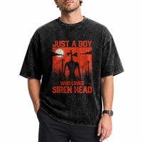 Siren Head Washed Cotton T-Shirt American Cryptid Lovers Boy