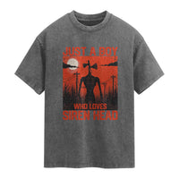 Siren Head Washed Cotton T-Shirt American Cryptid Lovers Boy