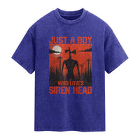 Siren Head Washed Cotton T-Shirt American Cryptid Lovers Boy