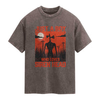 Siren Head Washed Cotton T-Shirt American Cryptid Lovers Boy