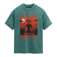Siren Head Washed Cotton T-Shirt American Cryptid Lovers Boy