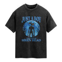 Siren Head Washed Cotton T-Shirt Supernatural American Cryptid Boys