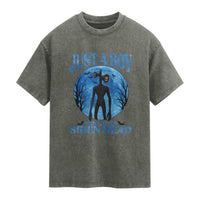 Siren Head Washed Cotton T-Shirt Supernatural American Cryptid Boys