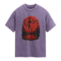 Siren Head Washed Cotton T-Shirt Supernatural American Cryptid Full Blood Moon Halloween