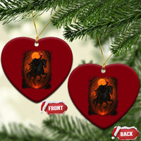 Scary Pumpkin Headless Horseman Halloween Ceramic Ornament - Wonder Print Shop