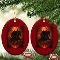 Scary Pumpkin Headless Horseman Halloween Ceramic Ornament - Wonder Print Shop
