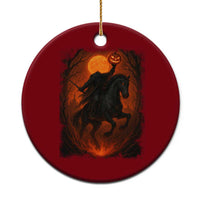 Scary Pumpkin Headless Horseman Halloween Ceramic Ornament - Wonder Print Shop