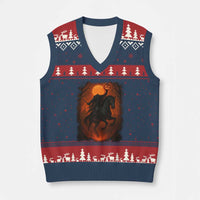 Scary Pumpkin Headless Horseman Halloween V-Neck Knit Sweater Vest - Wonder Print Shop