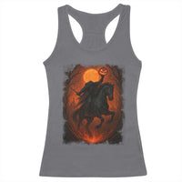 Scary Pumpkin Headless Horseman Halloween Racerback Tank Top - Wonder Print Shop