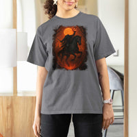Scary Pumpkin Headless Horseman Halloween T Shirt For Women - Wonder Print Shop