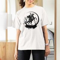 Headless Horseman T Shirt For Women Retro Gothic Scary Pumpkin Moon Halloween Costume - Wonder Print Shop