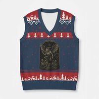 Jersey Devil V-Neck Knit Sweater Vest Vintage Weird Creepy Creature Leeds Devil - Wonder Print Shop