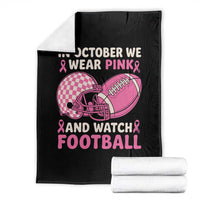 In October We Wear Pink Football Breast Cancer Awareness Throw Blanket Pink Ribbon Checkered Game Day - Wonder Print Shop