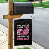 In October We Wear Pink Football Breast Cancer Awareness Garden Flag Pink Ribbon Checkered Game Day - Wonder Print Shop