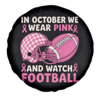 In October We Wear Pink Football Breast Cancer Awareness Spare Tire Cover Pink Ribbon Checkered Game Day - Wonder Print Shop