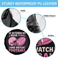In October We Wear Pink Football Breast Cancer Awareness Spare Tire Cover Pink Ribbon Checkered Game Day - Wonder Print Shop