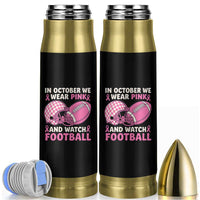 In October We Wear Pink Football Breast Cancer Awareness Bullet Tumbler Pink Ribbon Checkered Game Day - Wonder Print Shop