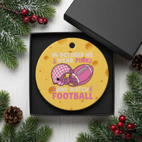 In October We Wear Pink Football Breast Cancer Awareness Ceramic Ornament Pink Ribbon Checkered Game Day - Wonder Print Shop