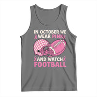 In October We Wear Pink Football Breast Cancer Awareness Tank Top Pink Ribbon Checkered Game Day - Wonder Print Shop
