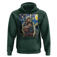 Funny Moo-Deng Baby Pygmy Hippo Hoodie Cute Zoo For Family Jesus Loves Moo Deng Van Gogh Starry Night