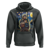 Funny Moo-Deng Baby Pygmy Hippo Hoodie Cute Zoo For Family Jesus Loves Moo Deng Van Gogh Starry Night