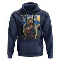 Funny Moo-Deng Baby Pygmy Hippo Hoodie Cute Zoo For Family Jesus Loves Moo Deng Van Gogh Starry Night