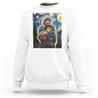 Funny Moo-Deng Baby Pygmy Hippo Sweatshirt Cute Zoo For Family Jesus Loves Moo Deng Van Gogh Starry Night - Wonder Print Shop