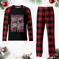 Funny Moo Deng Baby Pygmy Hippo Plaid Pajama Set Funny I'm Literally Just a Girl Cute Zoo For Family - Wonder Print Shop