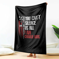 Charlie Kirk Throw Blanket You Cant Silence Us All USA Flag - Wonder Print Shop