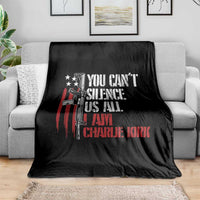 Charlie Kirk Throw Blanket You Cant Silence Us All USA Flag - Wonder Print Shop