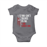 Charlie Kirk Baby Onesie You Cant Silence Us All USA Flag - Wonder Print Shop