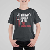 Charlie Kirk T Shirt For Kid You Cant Silence Us All USA Flag - Wonder Print Shop