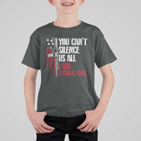 Charlie Kirk T Shirt For Kid You Cant Silence Us All USA Flag - Wonder Print Shop