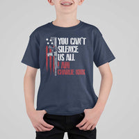 Charlie Kirk T Shirt For Kid You Cant Silence Us All USA Flag - Wonder Print Shop