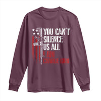 Charlie Kirk Long Sleeve Shirt You Cant Silence Us All USA Flag - Wonder Print Shop
