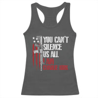 Charlie Kirk Racerback Tank Top You Cant Silence Us All USA Flag - Wonder Print Shop