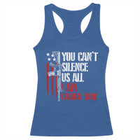 Charlie Kirk Racerback Tank Top You Cant Silence Us All USA Flag - Wonder Print Shop