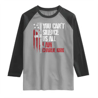 Charlie Kirk Raglan Shirt You Cant Silence Us All USA Flag - Wonder Print Shop