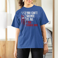 Charlie Kirk T Shirt For Women You Cant Silence Us All USA Flag - Wonder Print Shop