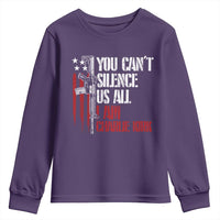 Charlie Kirk Youth Sweatshirt You Cant Silence Us All USA Flag - Wonder Print Shop
