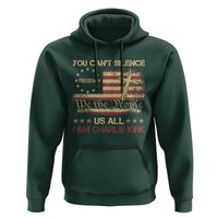 Charlie Kirk Hoodie You Cant Silence Us All Retro American Flag Cross - Wonder Print Shop