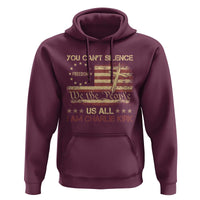 Charlie Kirk Hoodie You Cant Silence Us All Retro American Flag Cross - Wonder Print Shop